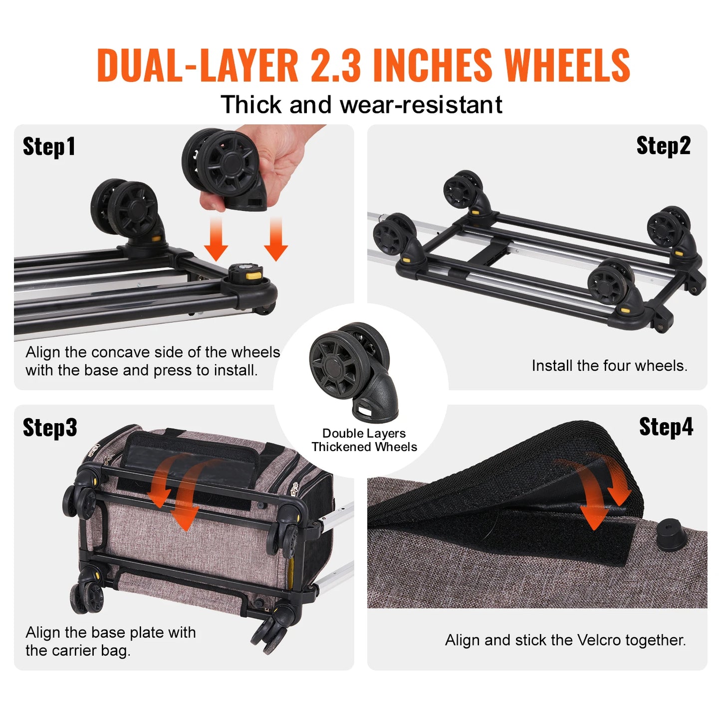 Wheeled Pet Carrier Backpack With Telescopic Handle For Travel