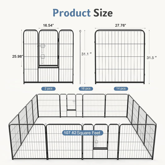 JHK Foldable Metal Dog Playpen And Sturdy Pet Fence
