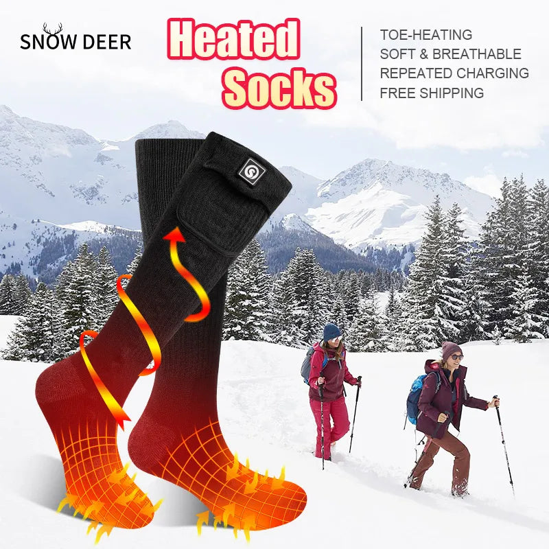 Snow Deer Heated Socks Winter Thermal Stockings Rechargeable