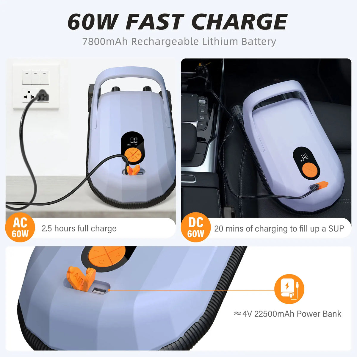 Airbank Rechargeable Electric Air Pump for Inflatable Boards and Kayaks