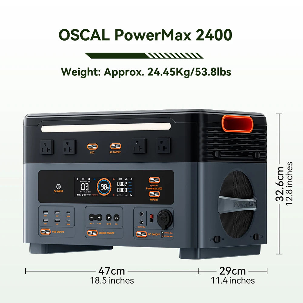 Oscal 2400W LiFePO4 Portable Power Station For Home And Camping