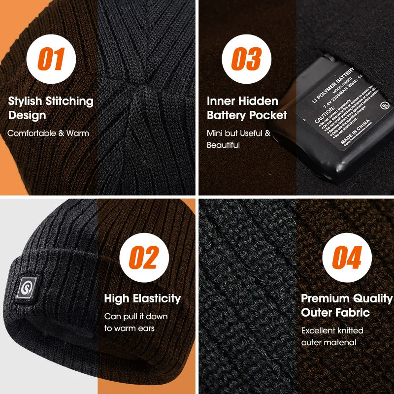 Savior Rechargeable Electric Heated Winter Wool Beanie Cap