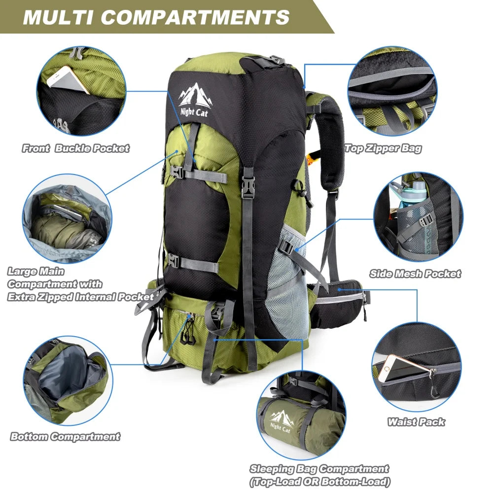 Night Cat Lightweight Hiking Backpack For Outdoor Camping And Travel