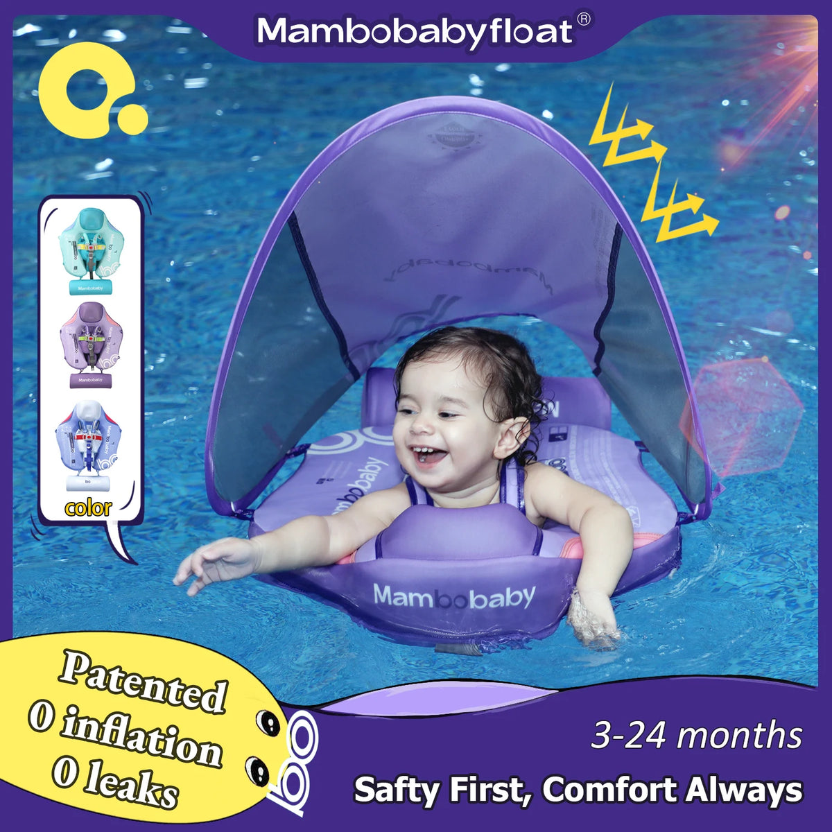 Mambobaby Baby Float Canopy Swimming Ring Infant Pool Toy