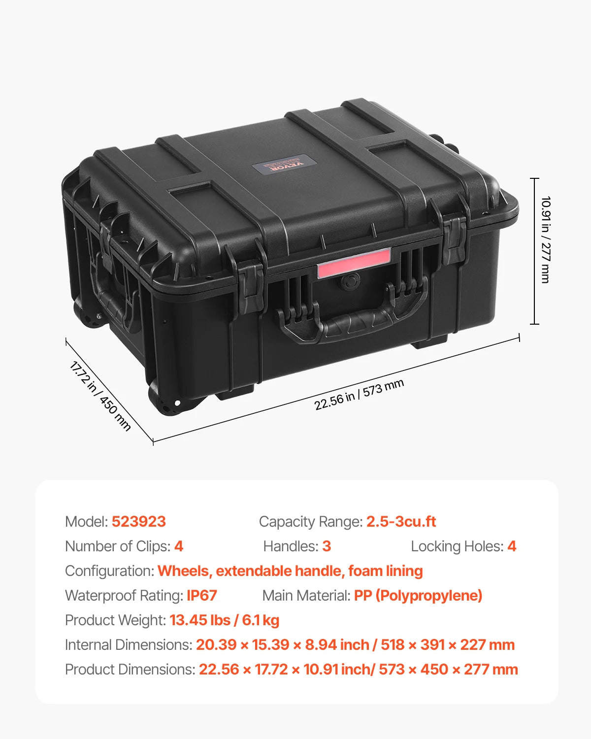 SucceBuy IP67 Waterproof Hard Case With Precut Foam And Handles
