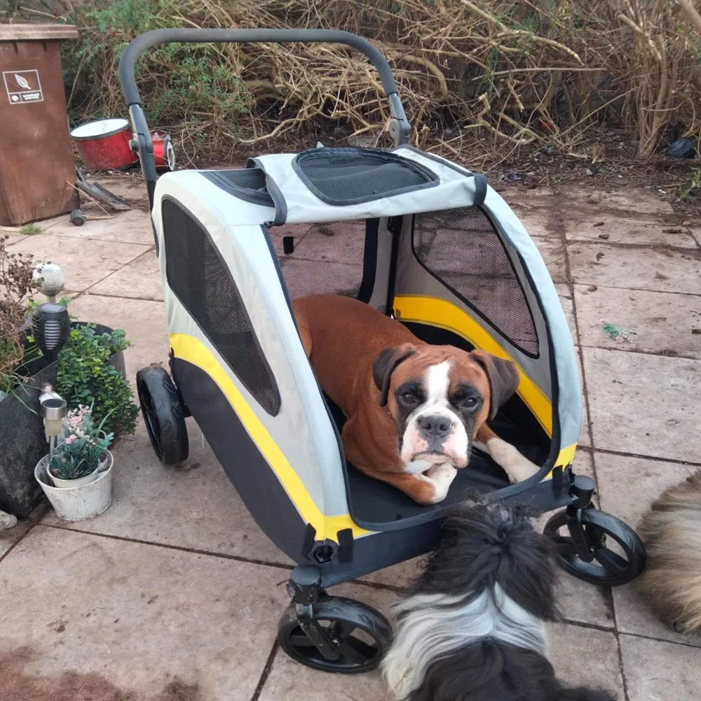 Universal Foldable Dog Stroller And Breathable Metal Pet Cart