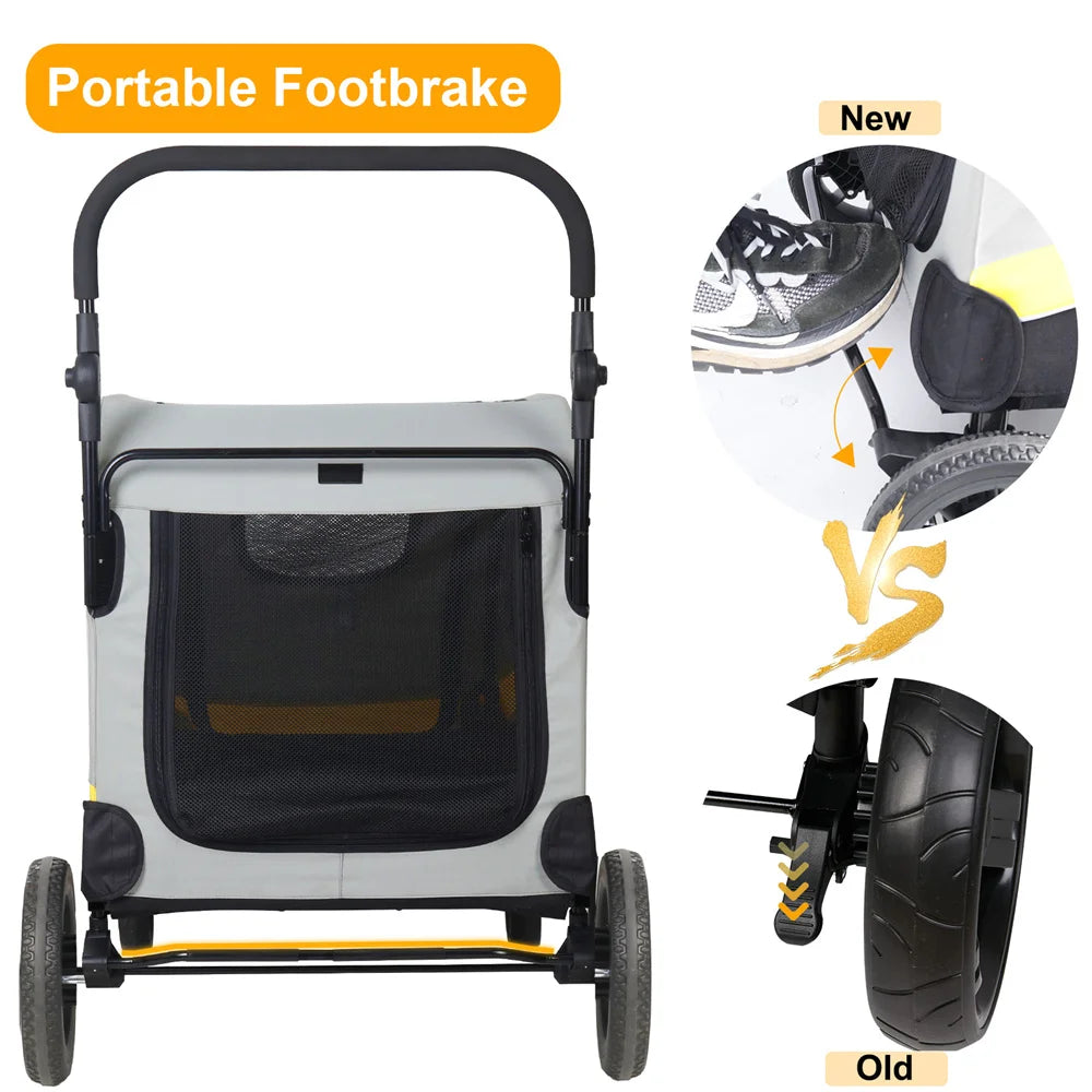 Universal Foldable Dog Stroller And Breathable Metal Pet Cart